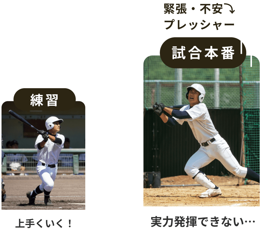 練習では上手くいくが、試合本番では実力発揮できない
